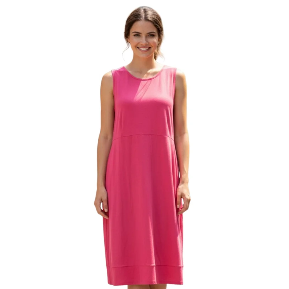 Eileen Fisher Midi Tank Dress S Pink Cut Out Sleeveless Summer Vacation USA Made